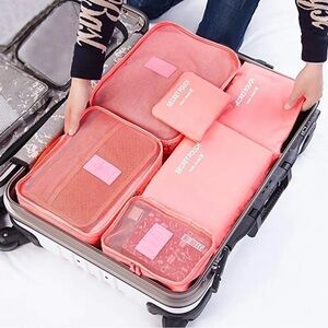 6-Piece Luggage Travel Storage Bag Set – Pink